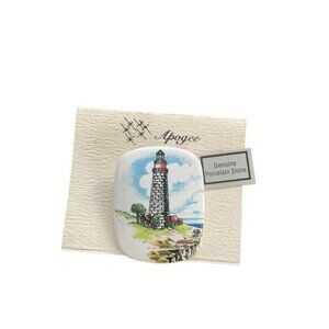 Apogee Light House Genuine Porcelain Stone Brooch Pin